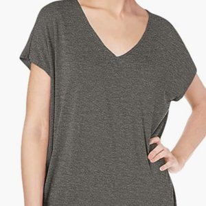 Daily Ritual Women's Jersey Oversized-Fit Dolman-Sleeve V-Neck Tunic XXL Dk Grey